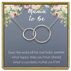 IDLAN Mom to Be Gift Pregnancy Gift New Mom Gift Expectant Mother Necklace 2 Interlocking Infinity Circles Necklace