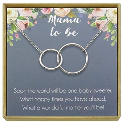 IDLAN Mom to Be Gift Pregnancy Gift New Mom Gift Expectant Mother Necklace 2 Interlocking Infinity Circles Necklace