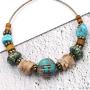 Wood Beaded Hoop Dangle Earrings Hook Bohemian Colorful Turquoise Shell Wooden Balls Hollow Circle Earrings Drop for Women Girls Mother (01)
