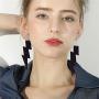 Gmillions Womens Lightning Hook Earrings Dangle Drop Resin Acrylic Lighting Bolt Drop Neon Earrings for Girls Bridal Party 4 pcs