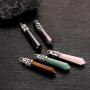 KWHY Healing Crystal Necklace for Women Men Hexagonal Natural Quartz Stone Pendant Gemstones Jewelry Pendulum Crystal Divination with Two Different Chains