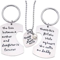 O.RIYA Fathers Mothers Birthday Jewelry Necklace Gift, Mommy Daddy Son Stole Heart Set Little Boy Kids Love Mothers Day Fathers Pendant Necklace Set of 3, Gift for Daughter