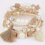 Weicam Women Girls Jewellery 5 Pack Vintage Boho Crystal Multilayer Beaded Bracelet Stretch Tassel Bangle Bracelet
