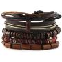 HZMAN Wrap Bracelets Men Women, Hemp Cords Wood Beads Ethnic Tribal Bracelets, Leather Wristbands