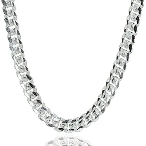Sterling Silver 4.5mm Miami Cuban Curb Link Chain Necklace for Men Women Sterling Silver 4.5mm Miami Cuban Curb Link Chain Necklace for Men Women