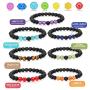 CASSIECA 14 Pcs Lava Rock Chakra Stone Essential Oil Diffuser Bracelets Adjustable Yoga Bead Bracelet Set for Women Men Braided Rope Natural Meditation Colorful Tiger Eye Amethyst Turquoise Amber