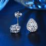 BaubleStar Silver Teardrop Crystal Pendant Necklace Stud Earrings Wedding Jewelry Set