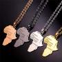 Glimmerst Big Africa Necklace, 18K Gold Plated Stainless Steel African Map Pendant Necklace Iced Out Tag Pendant Necklace Hip Hop Rapper Jewelry for Women Men