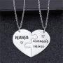 Nanafast 2 PCS Mother Daughter Necklaces Adjustable Stainless Steel Matching Heart Necklace Set Valentines for Couples Mom and Daughter