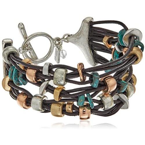 Robert Lee Morris ''Femme Petal Patina Mixed Metal Bead Multi-Row Toggle Bracelet