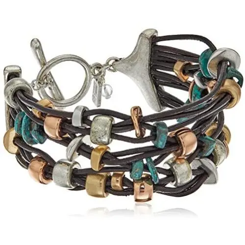 Robert Lee Morris ''Femme Petal Patina Mixed Metal Bead Multi-Row Toggle Bracelet Robert Lee Morris ''Femme Petal Patina Mixed Metal Bead Multi-Row Toggle Bracelet