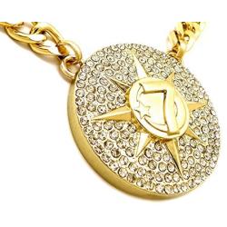 GWOOD 5 Percenter 7 Star Gold Color Pendant with 18 Inch Cuban Necklace
