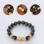 WAINIS Feng Shui PiXiu/Pi Yao Bracelet Black Obsidian Attract Wealth Jewelry for Men Women Chinese Dragon Good Luck 12mm Hand Carved Mantra Bead Bracelet