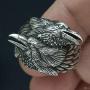 Raven Ring for Men, Norse Viking Raven Ring, Celtic Odin Raven Totem Amulet Ring, Vintage Crow Couple Ring, Punk Animal Bird Jewelry Gift for Men Boys