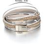 Multi-Layer Wrap Leather Bracelet Handmade Braided - with Magnetic Clasp Cuff Bangle Bracelet Jewelry for Women, Girl Gift
