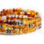 Baltic Amber Bracelet for Women or Girls, Handmade Multi-Layered and Clean Polished Beaded Jewelry- Wire Snake , up to 7.5” wrist size