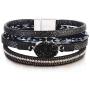 FANCY SHINY Leather Wrap Bracelet Boho Cuff Bracelets Crystal Bead Bracelet with Magnetic Clasp Jewelry Gifts for Women Teen Girls