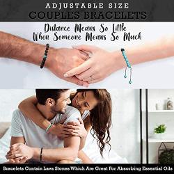 Matching Couples Distance Bracelets | Relationship Bracelets: Long Distance Relationship Gifts | Adjustable Stone Bond Bracelets, His And Hers Touch Bracelet Set With Gift Pouch