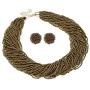 Fashion Multilayer Seed Bead Chain Choker Collar Necklace Earrings Set Cluster Strand Handmade Bib Statement Necklace