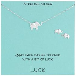 Sterling Silver Elephant Necklace and Earrings Jewelry Set