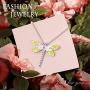 S925 Sterling Silver Dragonfly Colourful Dainty Pendant Necklace for Women Teen Girl