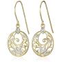 Gold Plated Sterling Silver Diamond Accent Filigree Disc Dangle Earrings