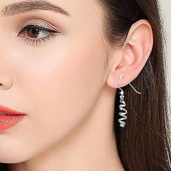 Linear Jewelry 925 Sterling Silver Exquisite Knot Threader Dangle Earrings Curve Twist Shape Spiral Dangle Earrings Gift for Women Teen Girls