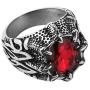 HZMAN Mens Vintage Gothic Biker Dragon Claw Ruby Sapphire Emerald Skull Stainless Steel Ring