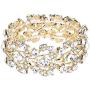 EVER FAITH Bridal Floral Leaf Elastic Bracelet Clear Austrian Crystal
