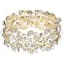 EVER FAITH Bridal Floral Leaf Elastic Bracelet Clear Austrian Crystal