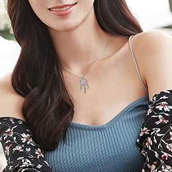 Trishula Dream Catcher Necklaces, 925 Sterling Silver Flower Dream Catchers Pendant Charm Jewelry for Mothers Day Gifts
