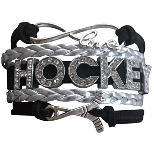 Hockey Charm Bracelet, Hockey Jewelry- Infinity Love Hockey Bracelet for Her