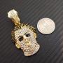BLINGFACTORY Hip Hop Gold PT Michael Myers Mask Pendant & 12mm 18'' Iced Cuban Choker Chain Box Lock Bling Necklace