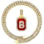 HH Bling Empire Hip Hop Iced Out Gold Ruby Letter Pendant Chains for Men Women with Diamond Tennis in Initials A to Z