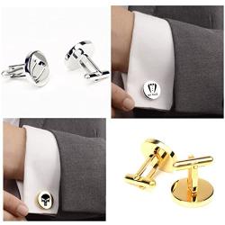 Kooer Engraved Suit Tuxes Cuff Links Tie Bar Set Personalized Wedding Cufflinks Gift for Groom Groomsman