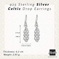 Amberta Women and Girls 925 Sterling Silver Earrings Celtic Design