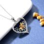 Sterling Silver Bee Honeycomb Necklace S925 Love Heart Little Bumblebee Cubic Zirconia Pendant Jewelry Gift for Teens Women Girl