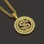 MLARK Mens Hip Hop Necklace 18k Gold Plated Dollar Sign Rapper Pendant Necklace with Drill 30 inches Cuban Chain