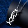 INRENG Unisex Stainless Steel Rings Pendant Necklace Kissing Fish Design Creative Jewelry Free Link Chain