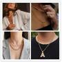 Asluco Initial Letter Pendant Necklace,14K Gold/White Gold Plated Iced Out Cubic Zirconia A-Z Alphabet Pendant Long Chain Necklace Custom Name Jewelry for Women Men Teen Girls