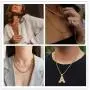 Asluco Initial Letter Pendant Necklace,14K Gold/White Gold Plated Iced Out Cubic Zirconia A-Z Alphabet Pendant Long Chain Necklace Custom Name Jewelry for Women Men Teen Girls