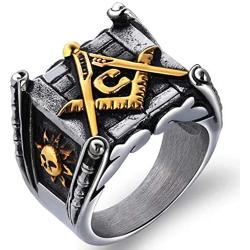 Jude Jewelers Stainless Steel Sun Moon Vintage Masonic Freemason Ring