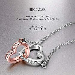 QIANSE I love you 3000 times Mothers Day Necklace for Women Crystal from Austria Jewelry Gift Box Packing Christmas Birthday Gifts (Yellow)