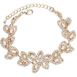 mecresh Flower Teardrop Earring and Bracelets Silver/Gold/Champagne Bridal Jewelry Sets for Women