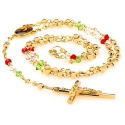 LIFETIME JEWELRY Rosary Necklace [ Colorful Prayer Beads ] 24K Real Gold Plated