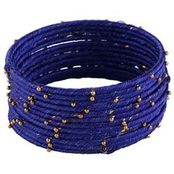 Efulgenz Fashion Jewelry Indian Bollywood Gold Plated Beaded Multicolor Silk Thread Wedding Bridal Bracelet Bangle Set
