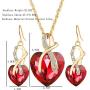 MIXIA Romantic Blue Sapphire Heart of The Ocean Jewelry for Women CZ Crystal Necklace Earrings Set Bridal Wedding Accessories