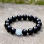 Jewever Black Obsidian with Tiger eye Womens Mens Bracelet Stretch Healing Crystal 12mm Beads Gemstone Unisex 7''