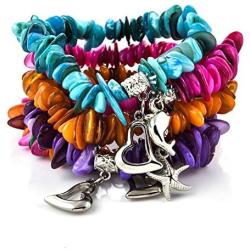 Shop LC Delivering Joy Set of 5 Multi Color Stretchable Wrap Shell Charm Stretch Bracelet Adjustable Fashion Women Jewelry