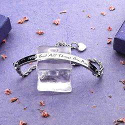 Eigso Christian Bracelet Bangle Religious Scripture Gift Bible Verse Baptism Jewelry for Goddaughter Godmother Women.